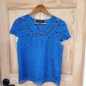 Laundry by Shelli Segal Blue Crochet Top